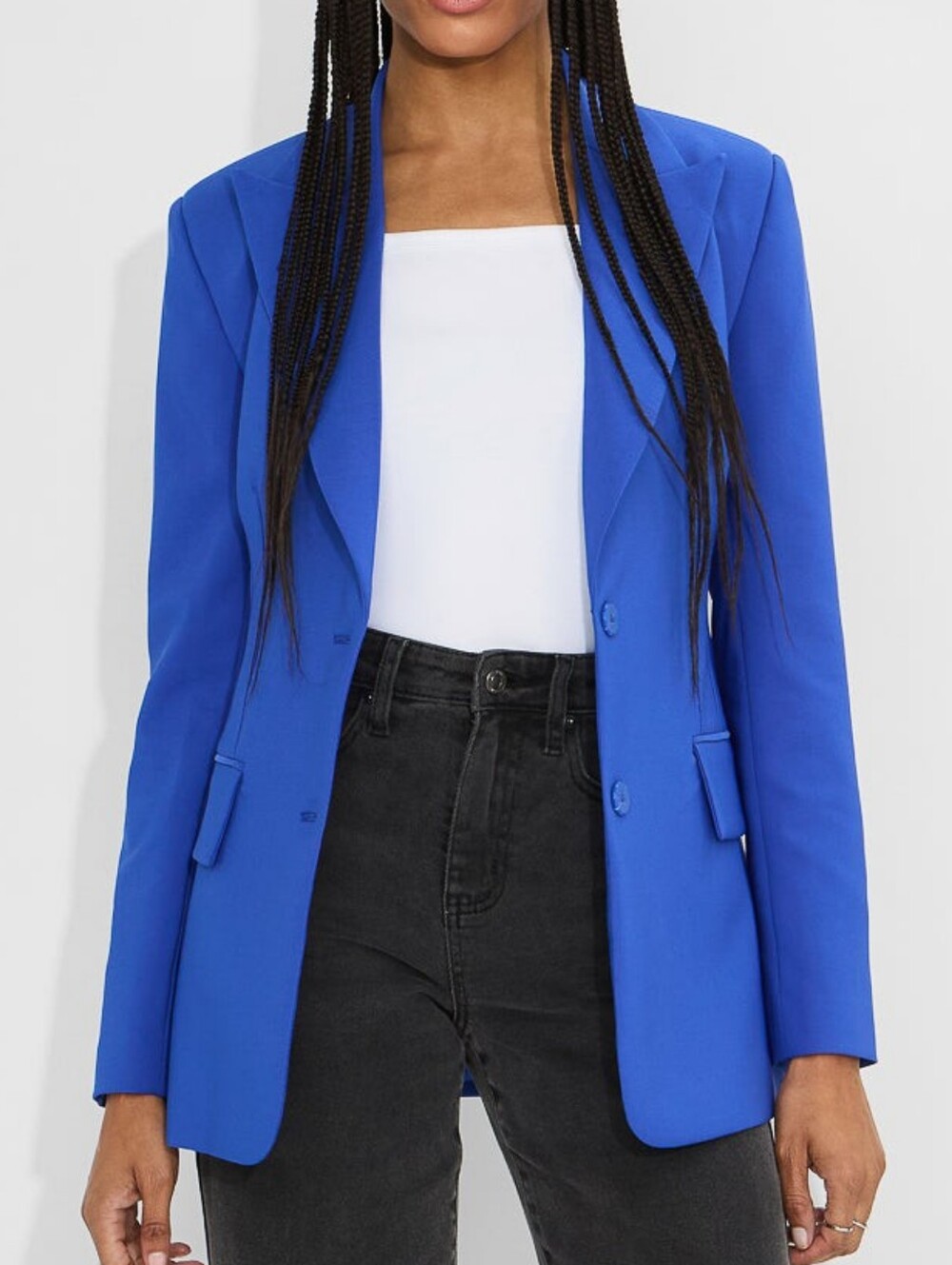 Womens Tailored Cobalt Blue Single-Breasted Blazer